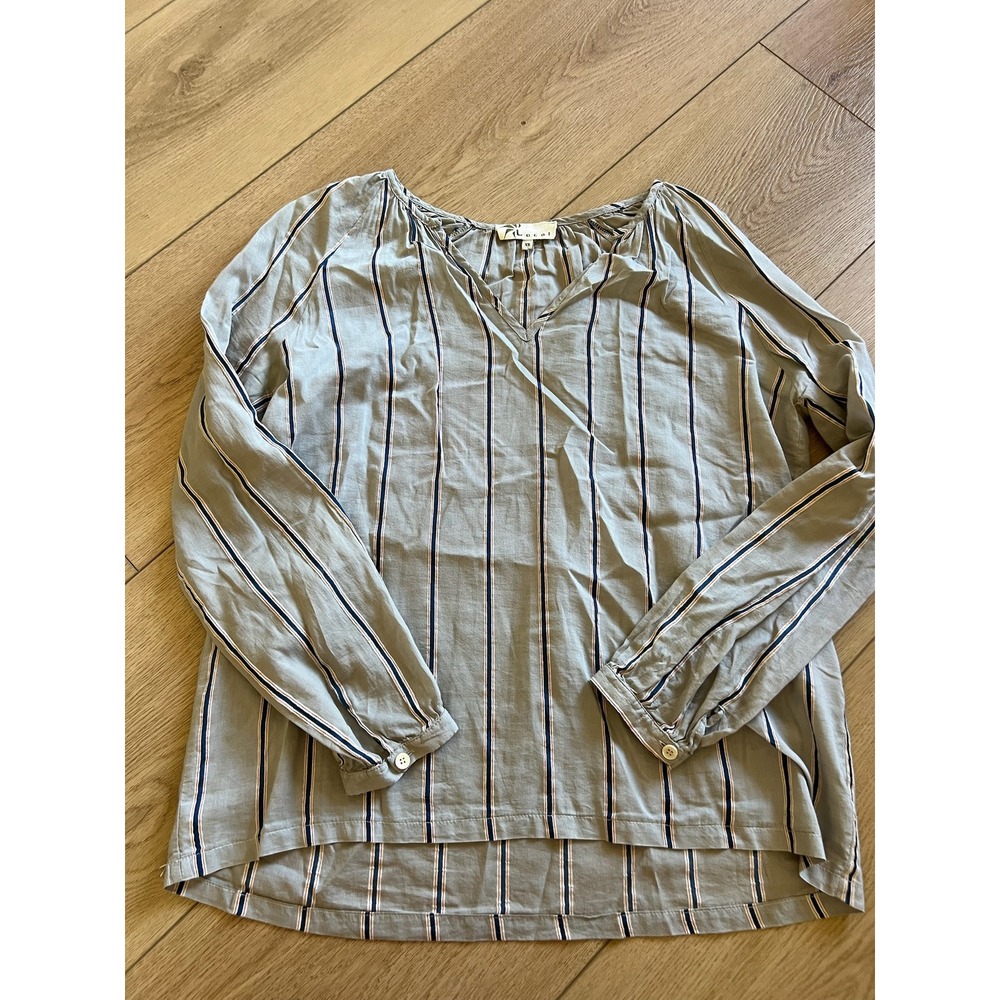 LOCAL‎ Striped V Neck Casual Long Sleeve Top Blouse Women's XS